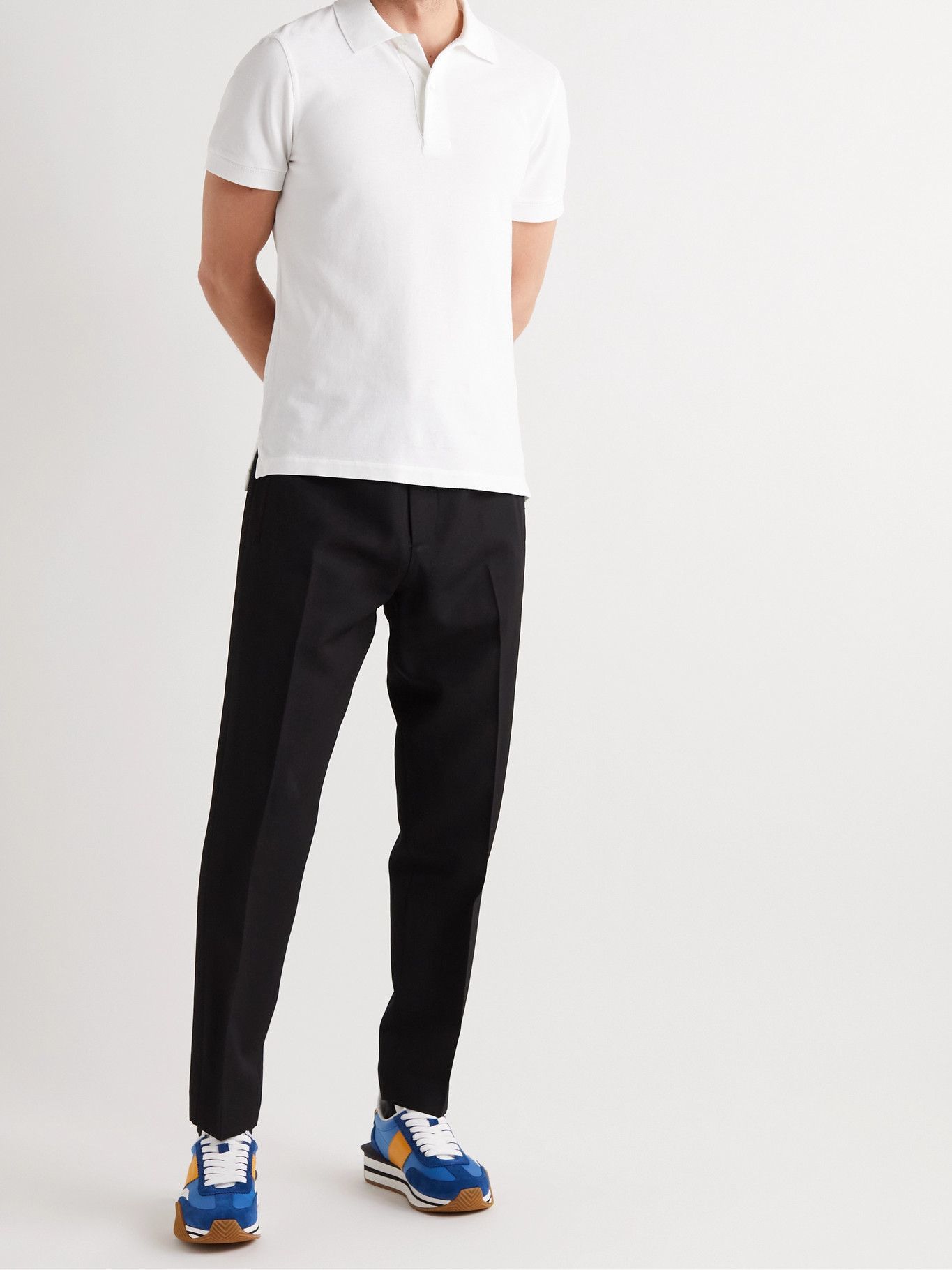 TOM FORD - Garment-Dyed Cotton-Piqué Polo Shirt - White TOM FORD