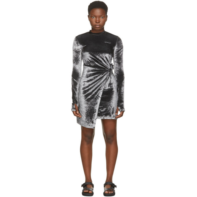 grey velvet wrap dress