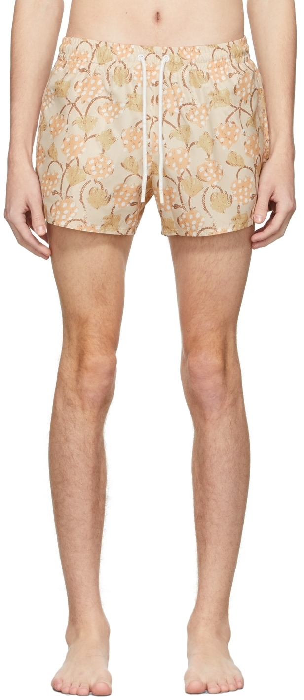 COMMAS Beige & Green Short Length Swim Shorts