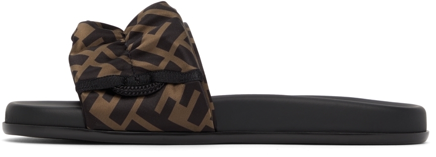 Fendi Brown FF Vertigo Pool Slides Fendi