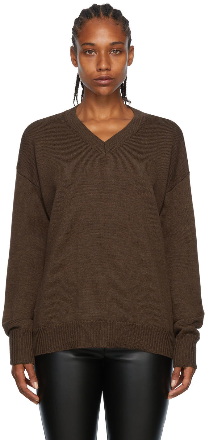 MM6 Maison Margiela Brown Paneled Sweater MM6 Maison Margiela