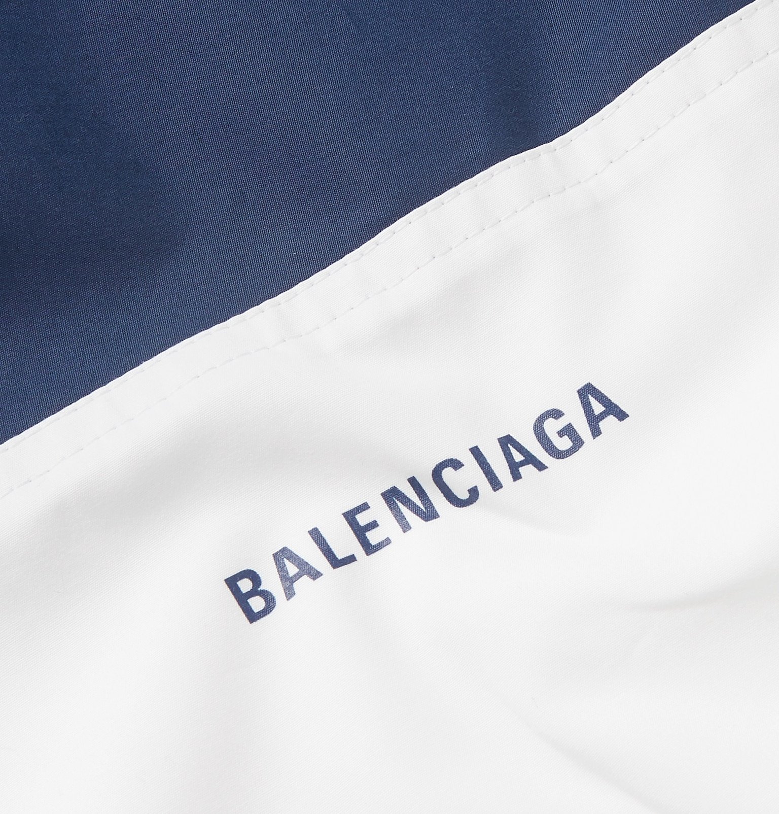Balenciaga - Colour-Block Logo-Print Cotton-Poplin Jacket - Blue Balenciaga