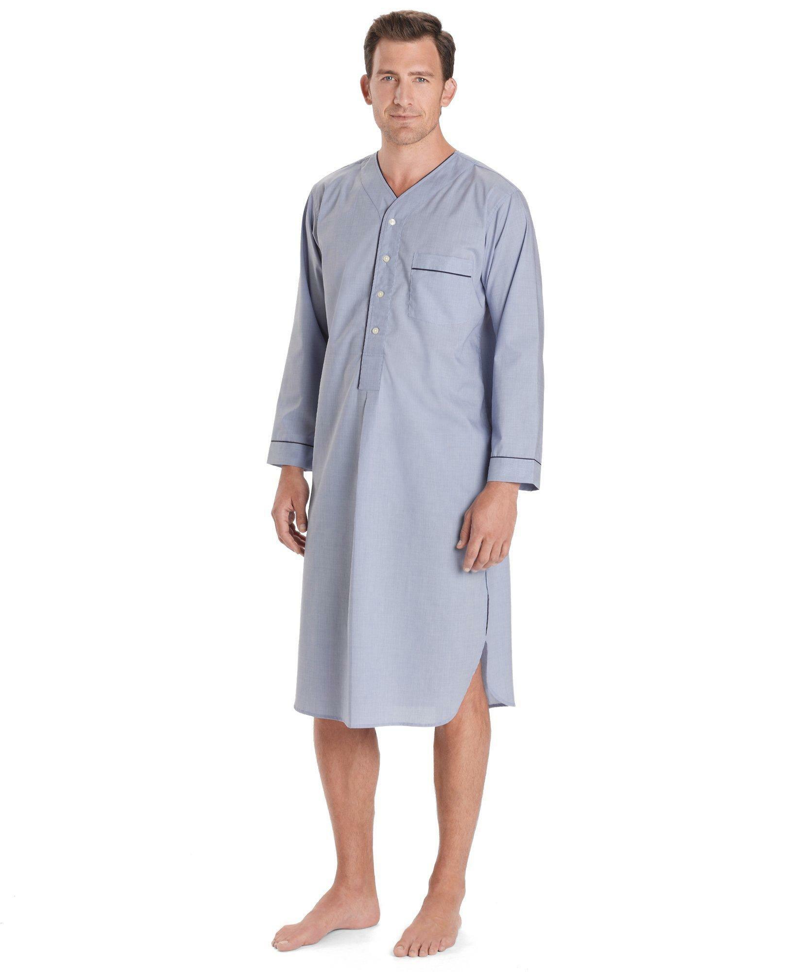 Brooks Brothers Men's Wrinkle-Resistant Broadcloth Nightshirt | Blue