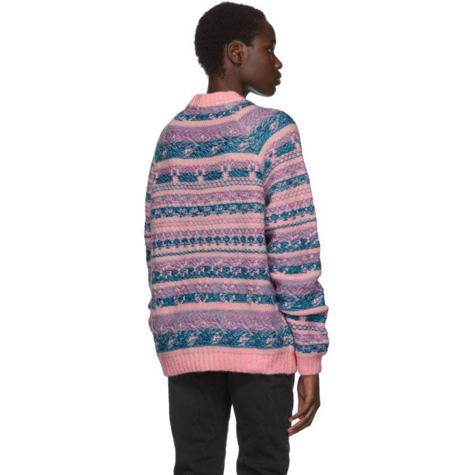 Acne Studios Pink and Blue Jacquard Karlos Sweater Acne Studios
