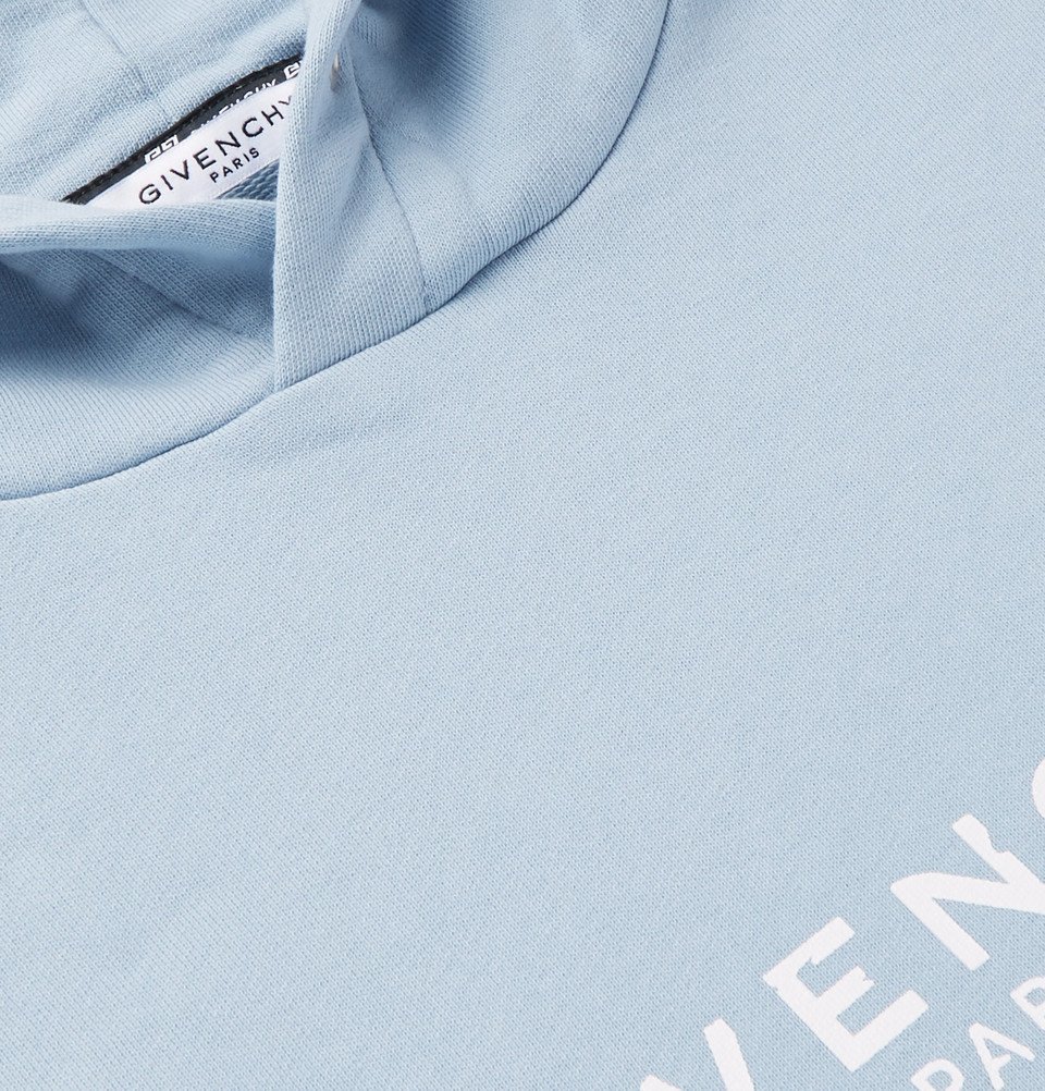 Givenchy - Logo-Print Loopback Cotton-Jersey Hoodie - Light blue Givenchy