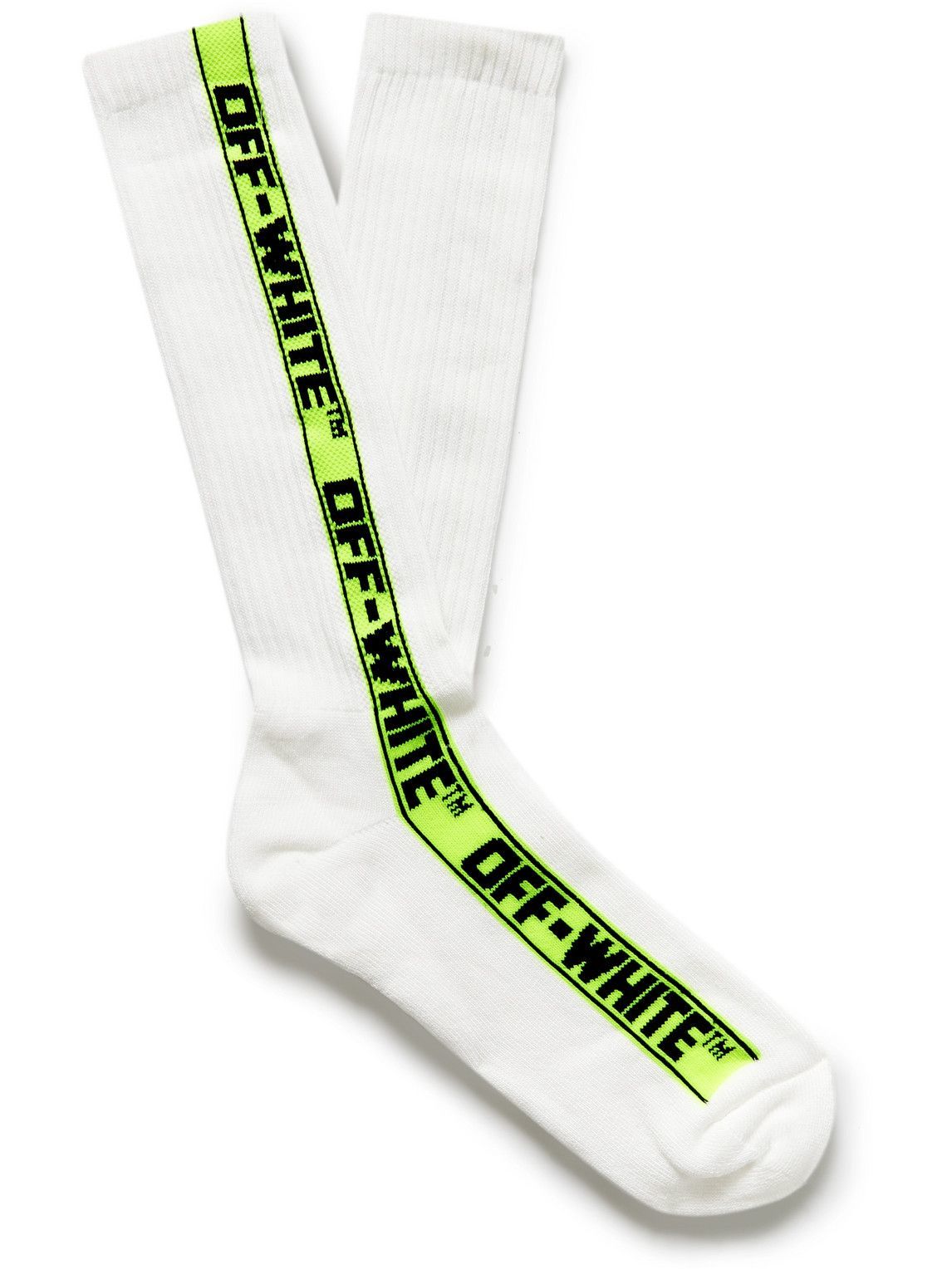 Photo: Off-White - Logo-Jacquard Ribbed Cotton-Blend Socks