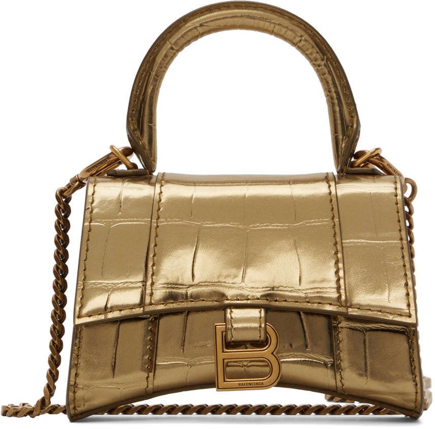 Photo: Balenciaga Gold XXS Hourglass Top Handle Bag