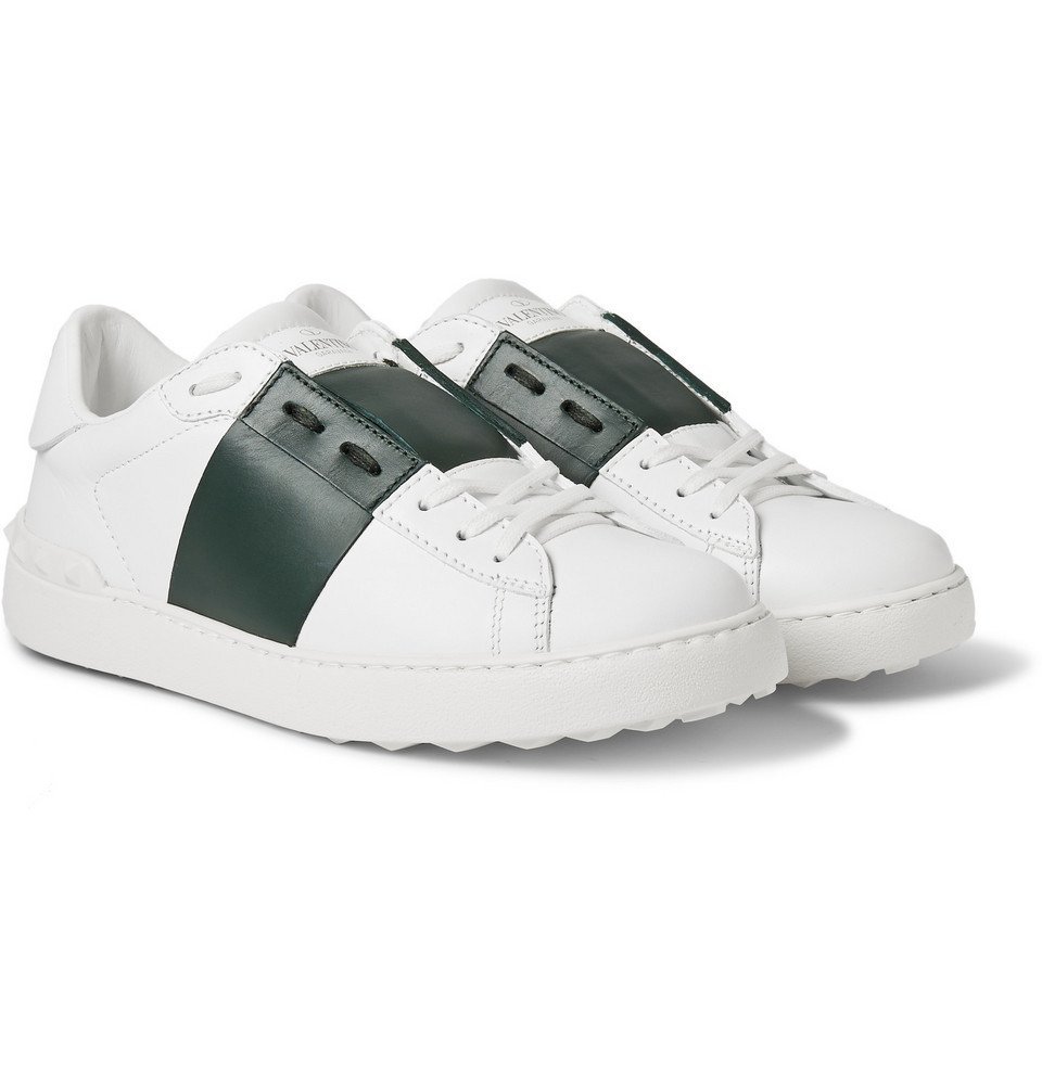 Valentino - Striped Leather Sneakers - - White