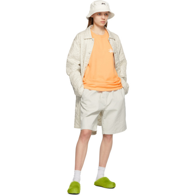 White Quilted Ritters Coat Stussy