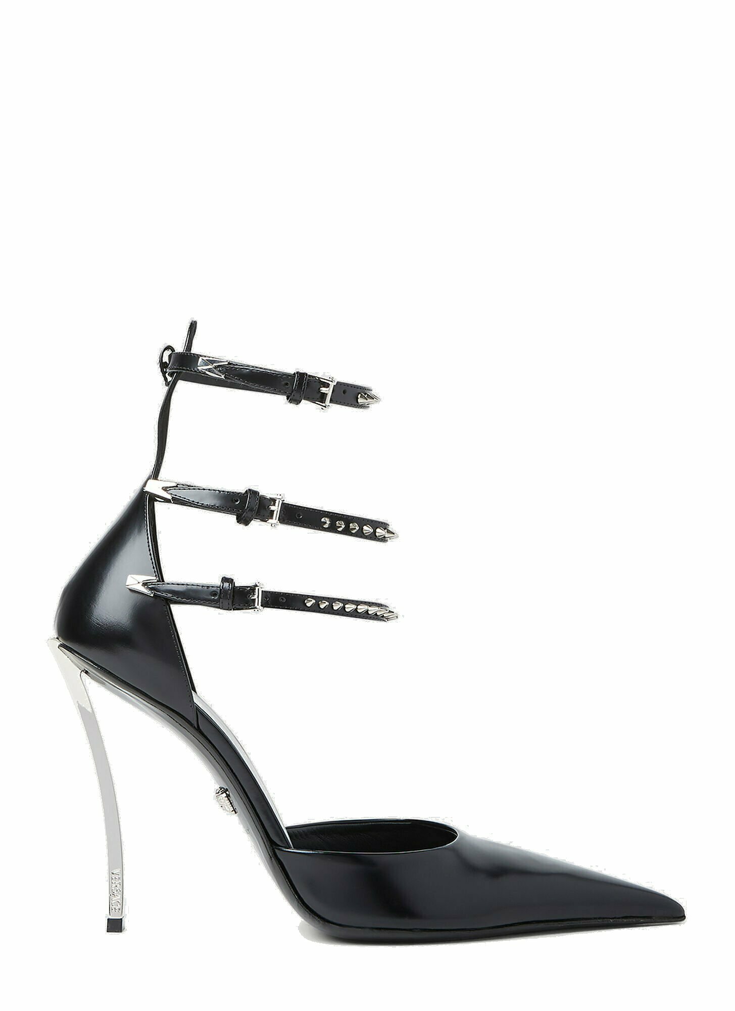 Versace - Spiked Pin Point High Heels in Black Versace