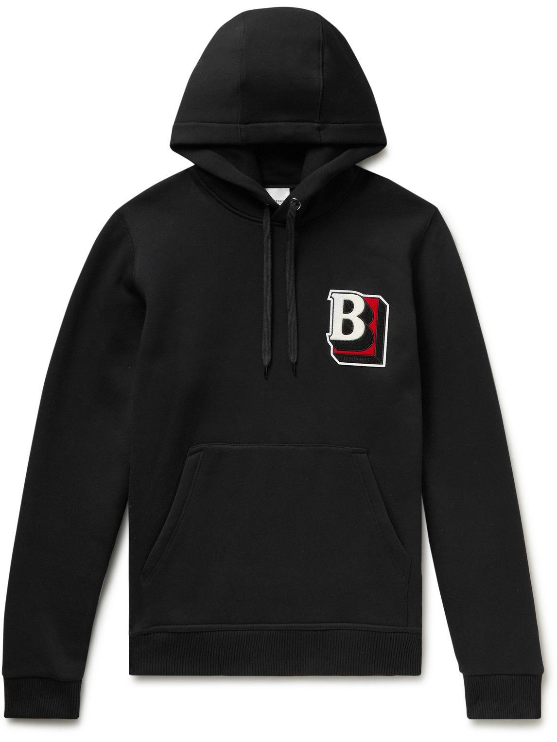 Photo: Burberry - Logo-Appliquéd Cotton-Blend Jersey Hoodie - Black