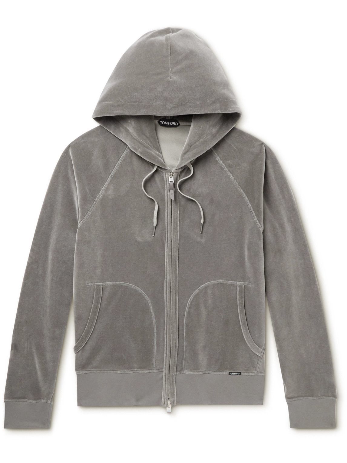 TOM FORD - Cotton-Blend Velour Zip-Up Hoodie - Gray TOM FORD