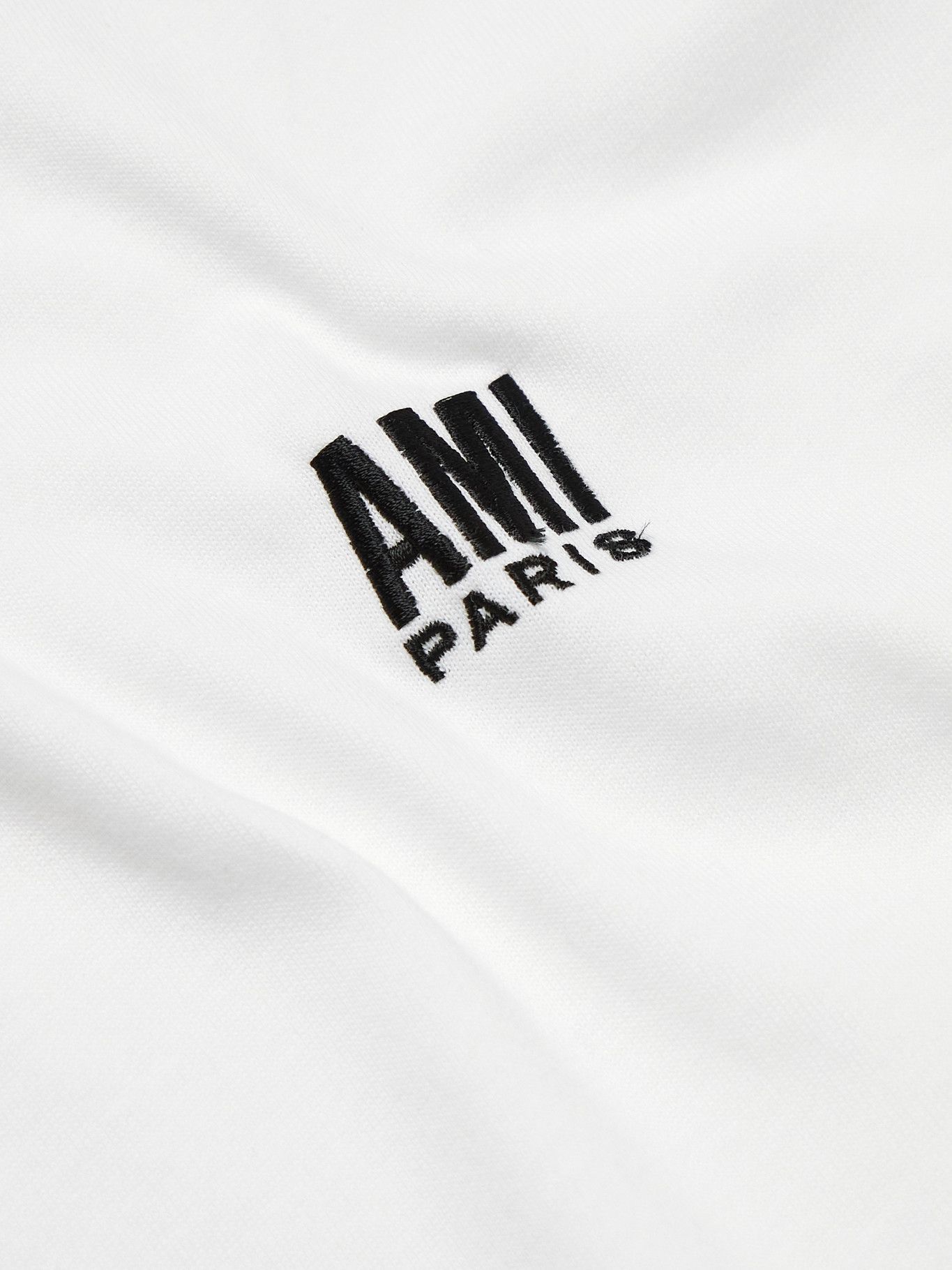 AMI PARIS - Oversized Logo-Embroidered Cotton-Jersey T-Shirt - White