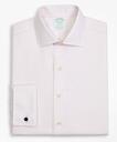 Brooks Brothers Men's Stretch Milano Slim-Fit Dress Shirt, Non-Iron Twill English Collar French Cuff Micro-Check | Pink