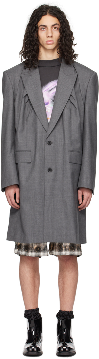 We11done Gray Two-Button Coat We11done