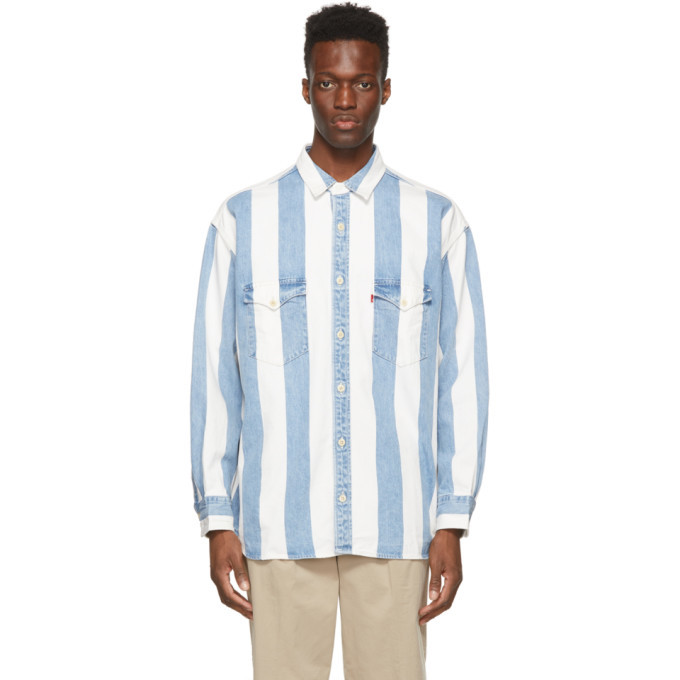 Top 83+ imagen levi’s blue and white striped shirt