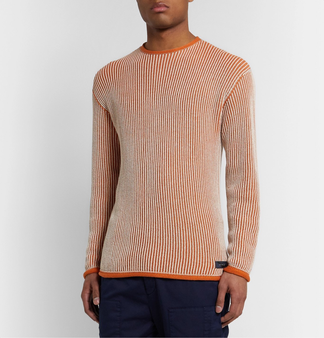 Sease - Ketch Slim-Fit Ribbed Cotton Sweater - Orange Sease