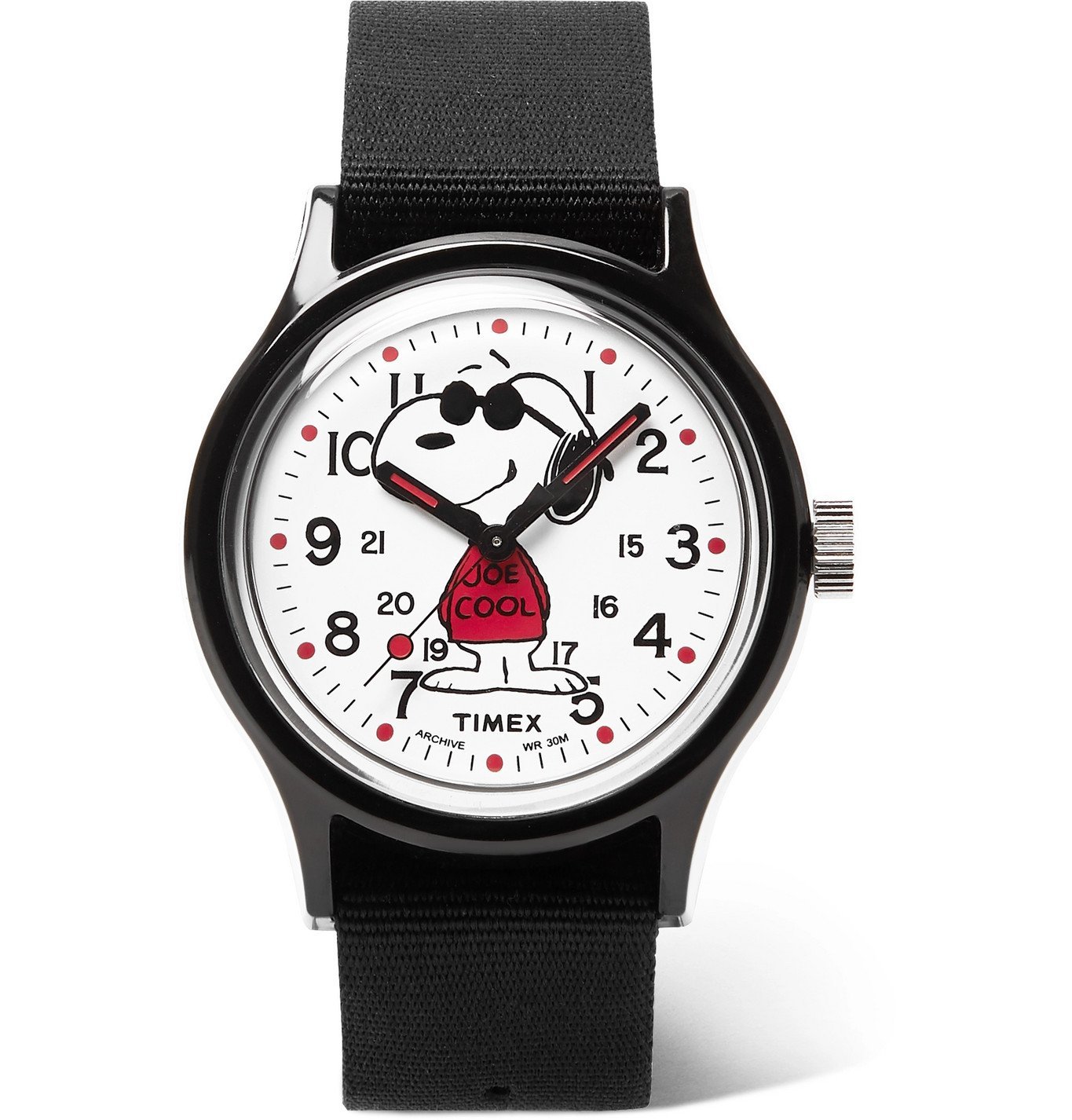 Timex - Peanuts MK1 36mm Resin and NATO Watch - Black Timex