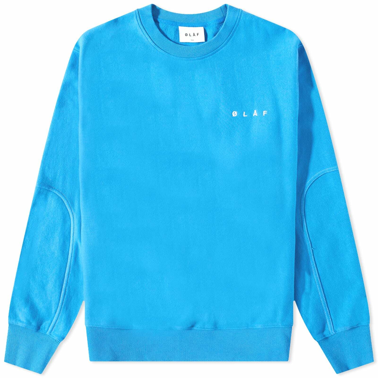 Olaf Hussein Mens Face Crew Sweat In Azure Blue Olaf Hussein 9620