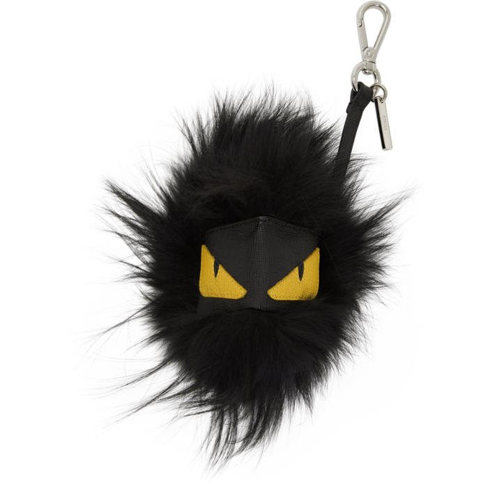 Fendi Black Fur Bag Bugs Keychain Fendi