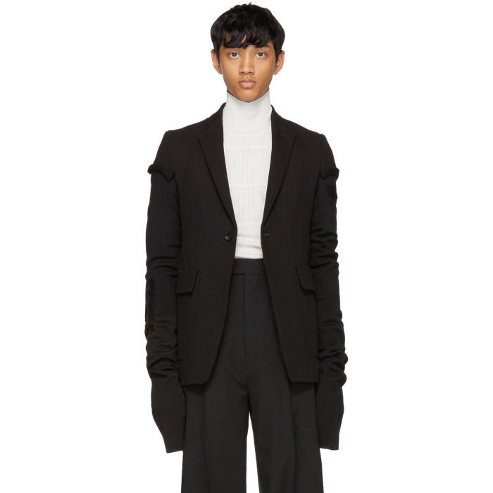 Rick Owens Black Canvas Weakling Blazer Rick Owens