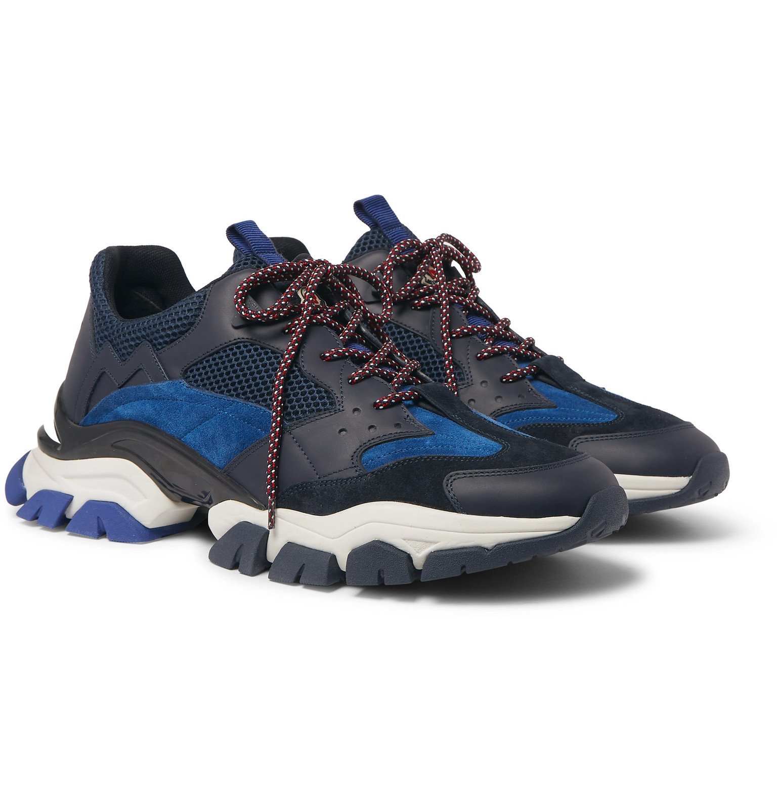 Moncler - Terrence Suede, Leather and Mesh Sneakers - Blue Moncler