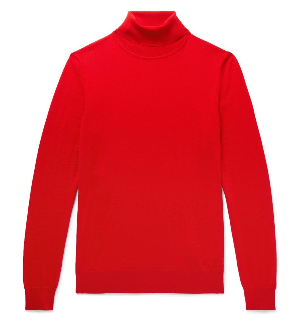 red cashmere roll neck