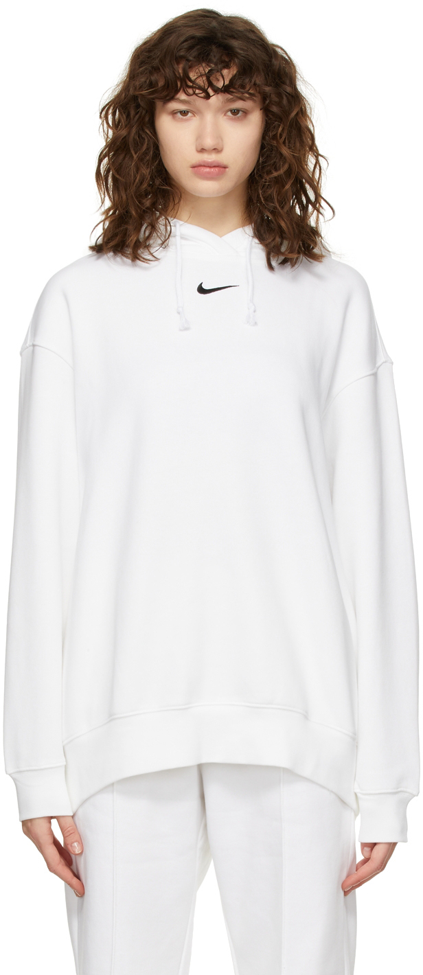 Nike White Essential Collection Oversized Fleece Hoodie Nike