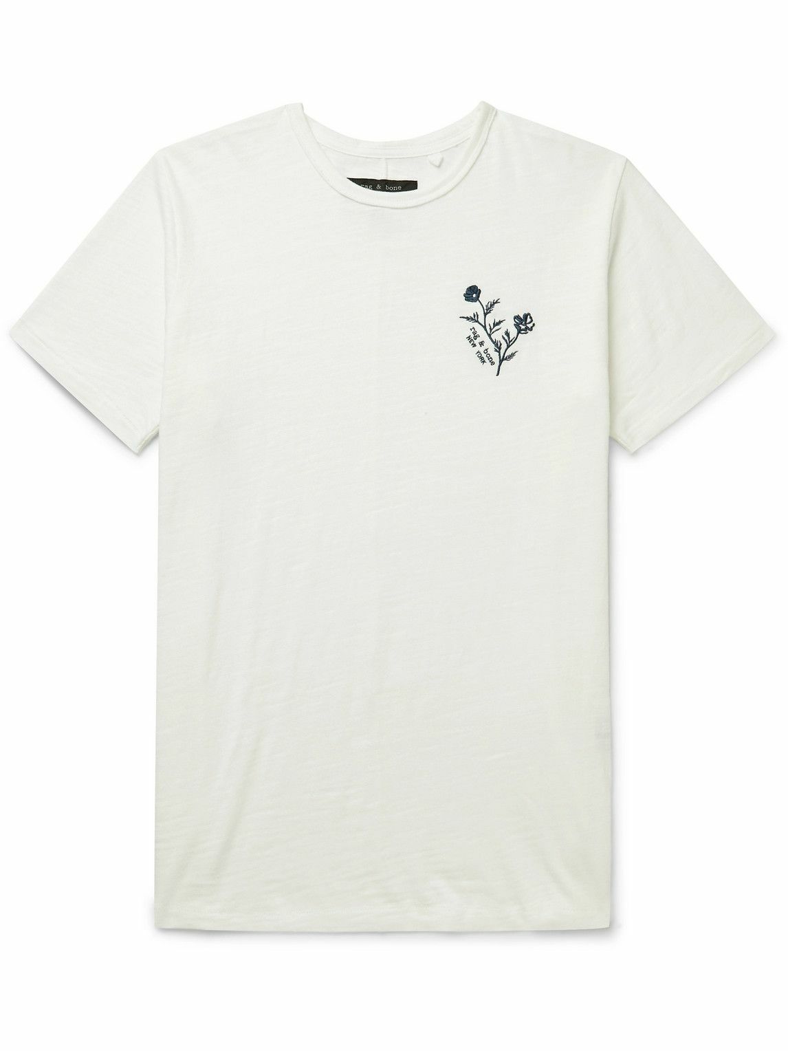 Photo: Rag & Bone - Logo-Embroidered Slub Cotton-Jersey T-Shirt - White