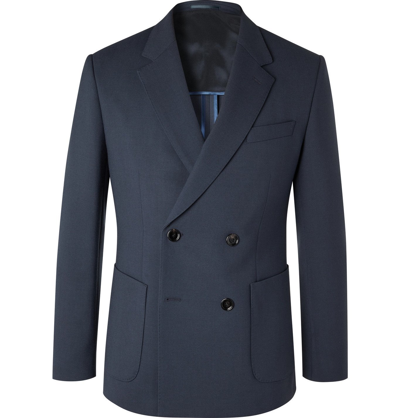 HUGO BOSS - Slim-Fit Double-Breasted Woven Suit Jacket - Blue Hugo Boss
