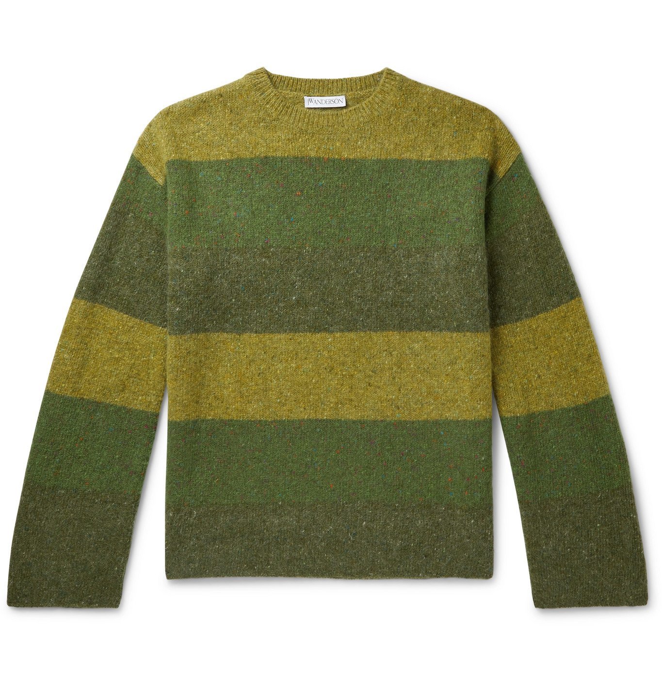 green sweater with yellow stripe