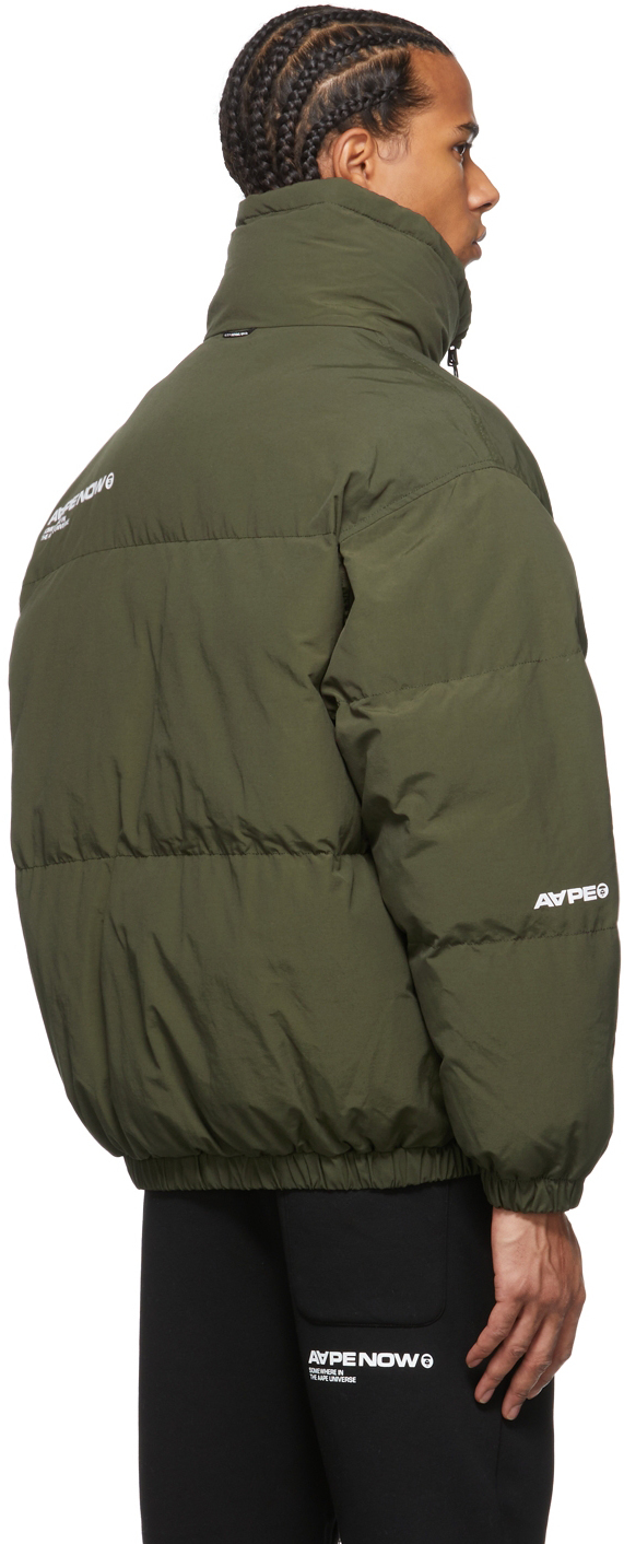 AAPE by A Bathing Ape Khaki Logo Puffer Jacket AAPE by A Bathing Ape