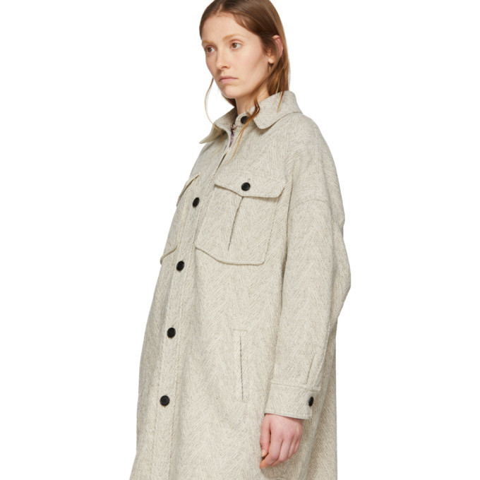 Isabel Marant Etoile Off-White Wool Obira Coat