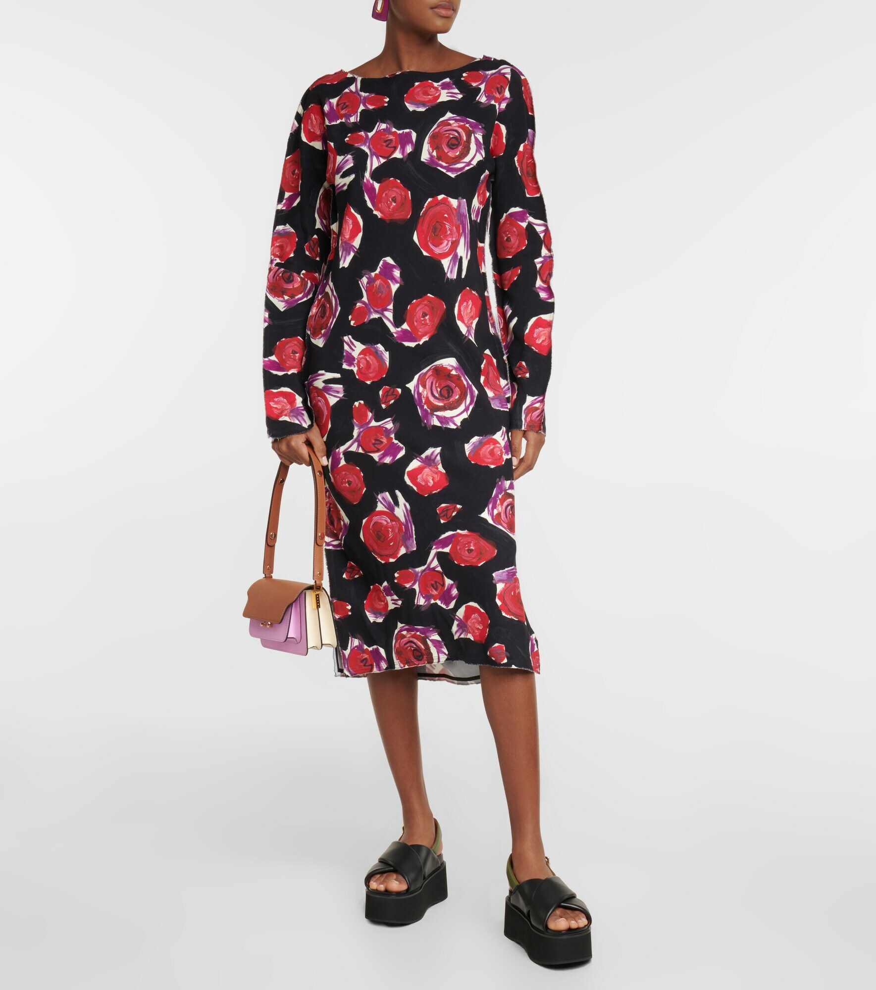 Marni - Floral cady midi dress Marni