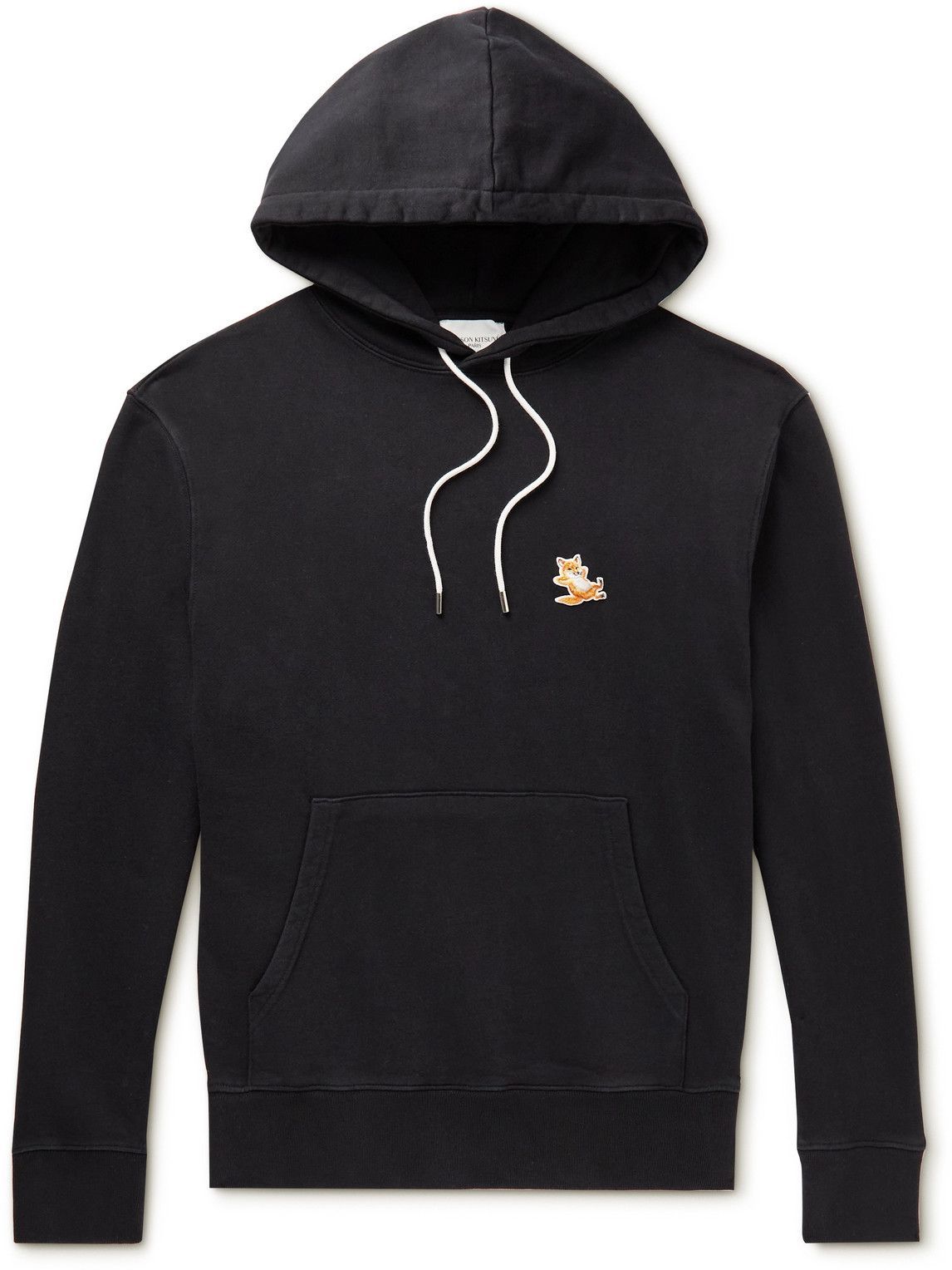 Maison Kitsuné - Chillax Logo-Appliquéd Cotton-Jersey Hoodie - Black ...