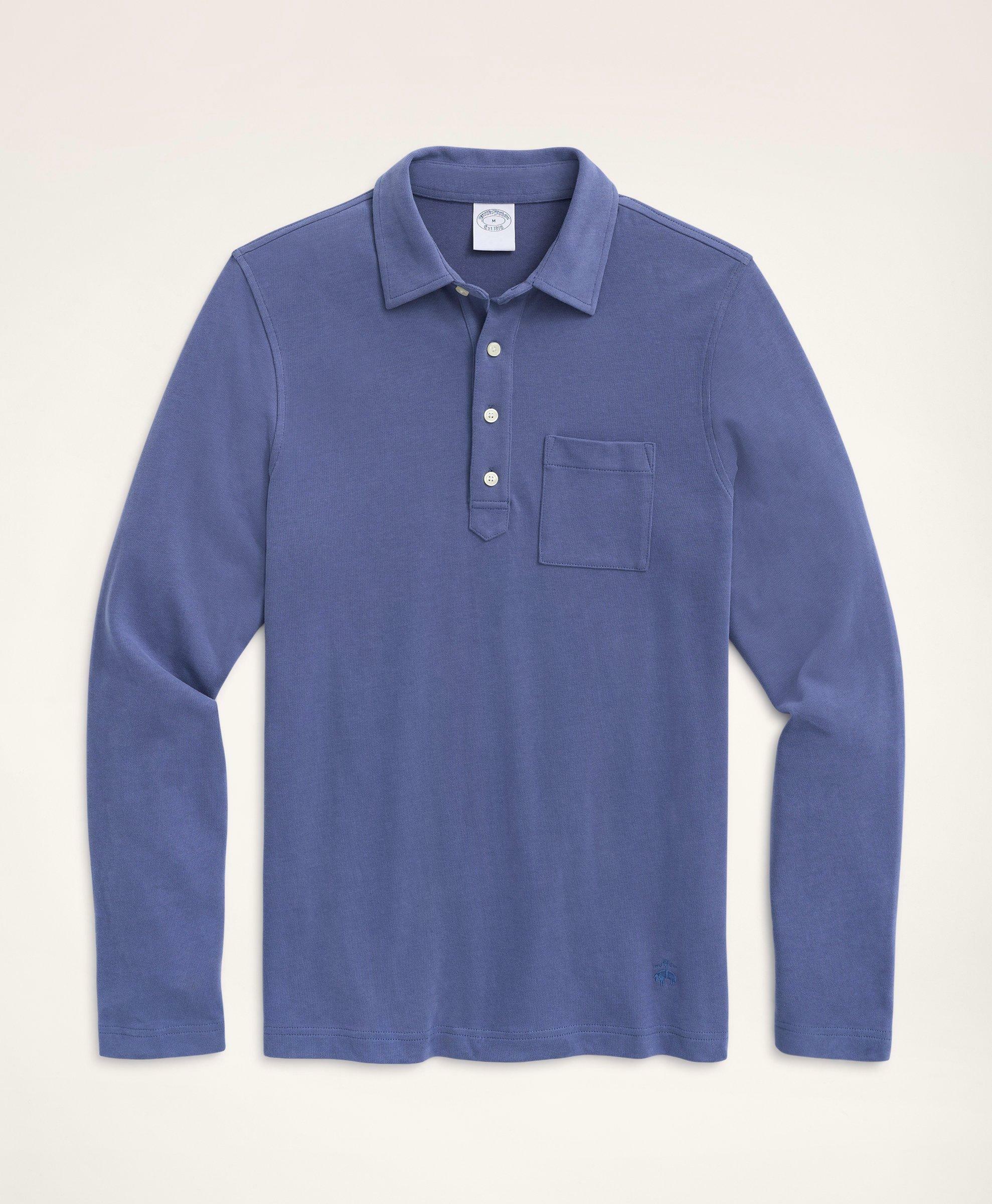 Brooks Brothers Men's Vintage Jersey Long-Sleeve Polo Shirt | Indigo