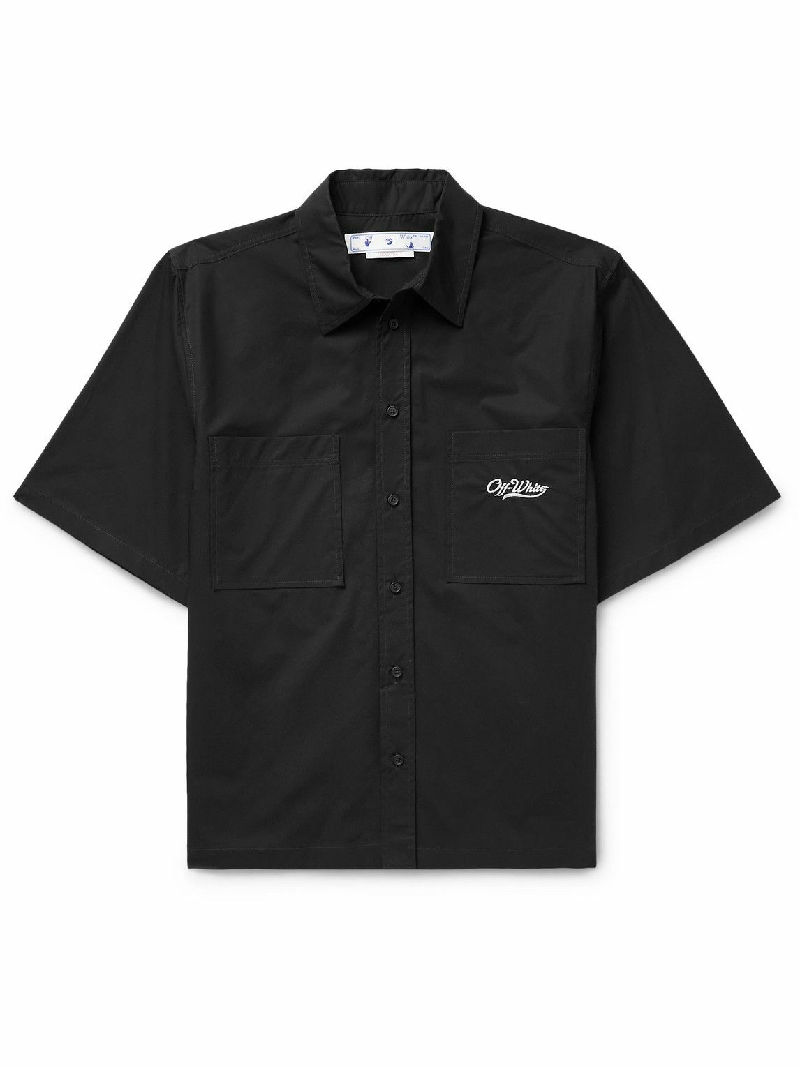 Off-White - Wave Off Logo-Embroidered Cotton Shirt - Black Off-White