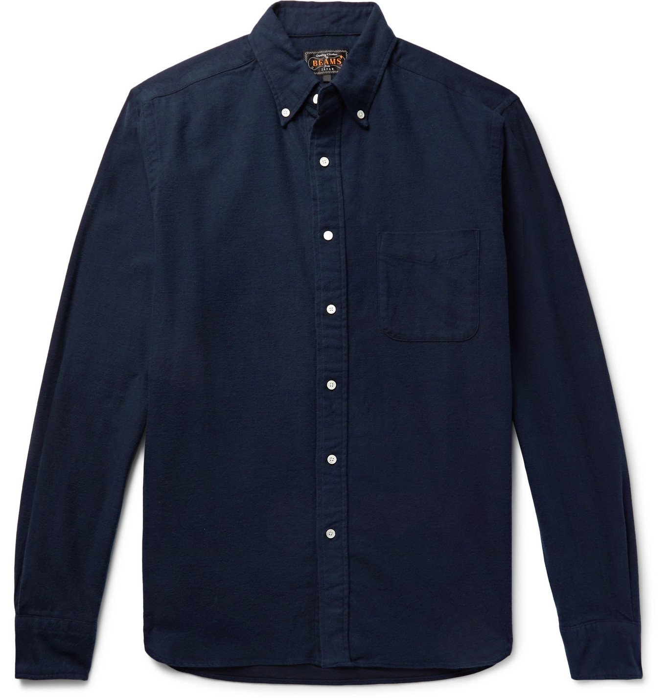 Beams Plus - Button-Down Collar Cotton-Flannel Shirt - Blue Beams Plus