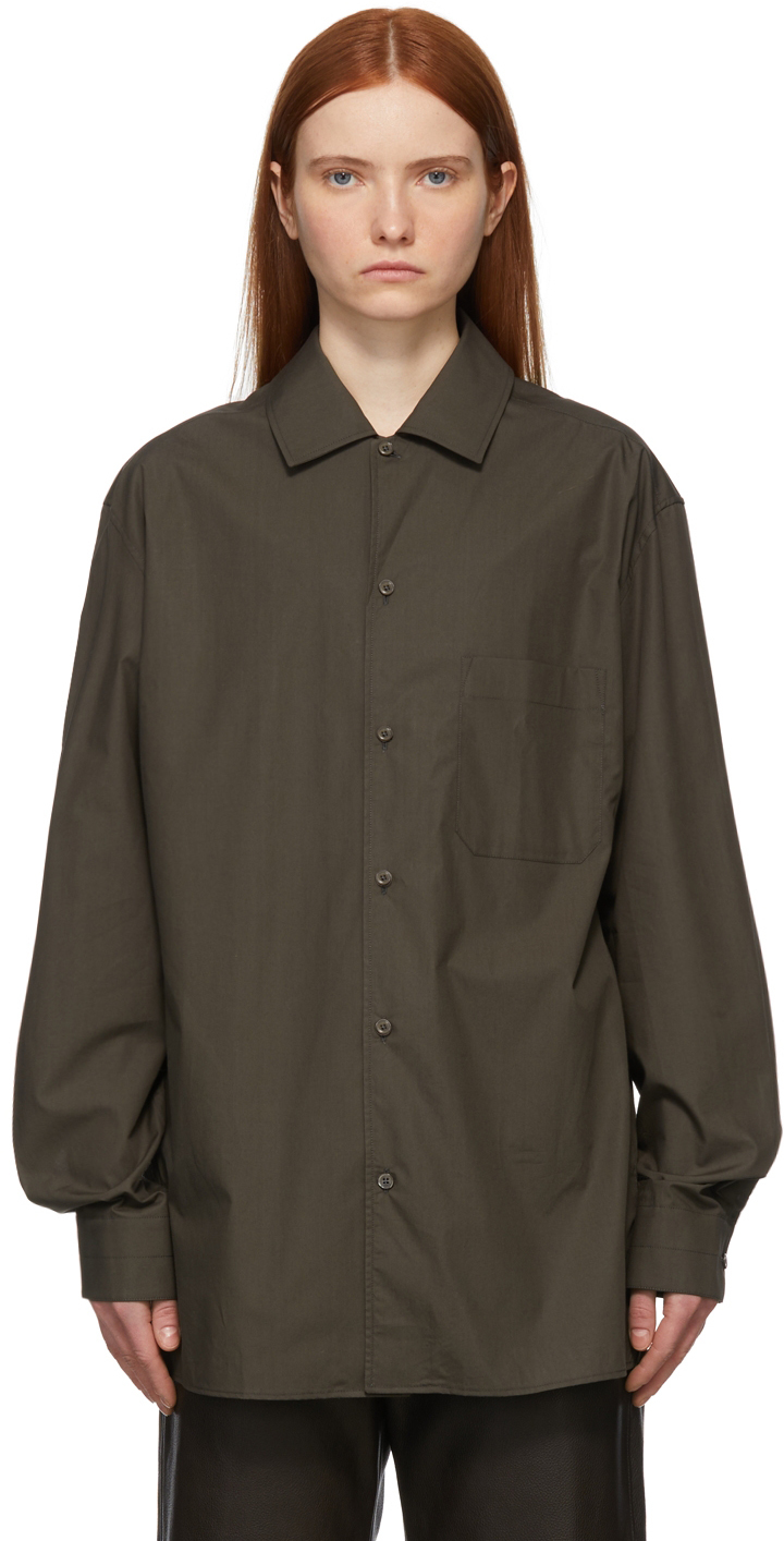 Lemaire Brown Convertible Collar Shirt Lemaire