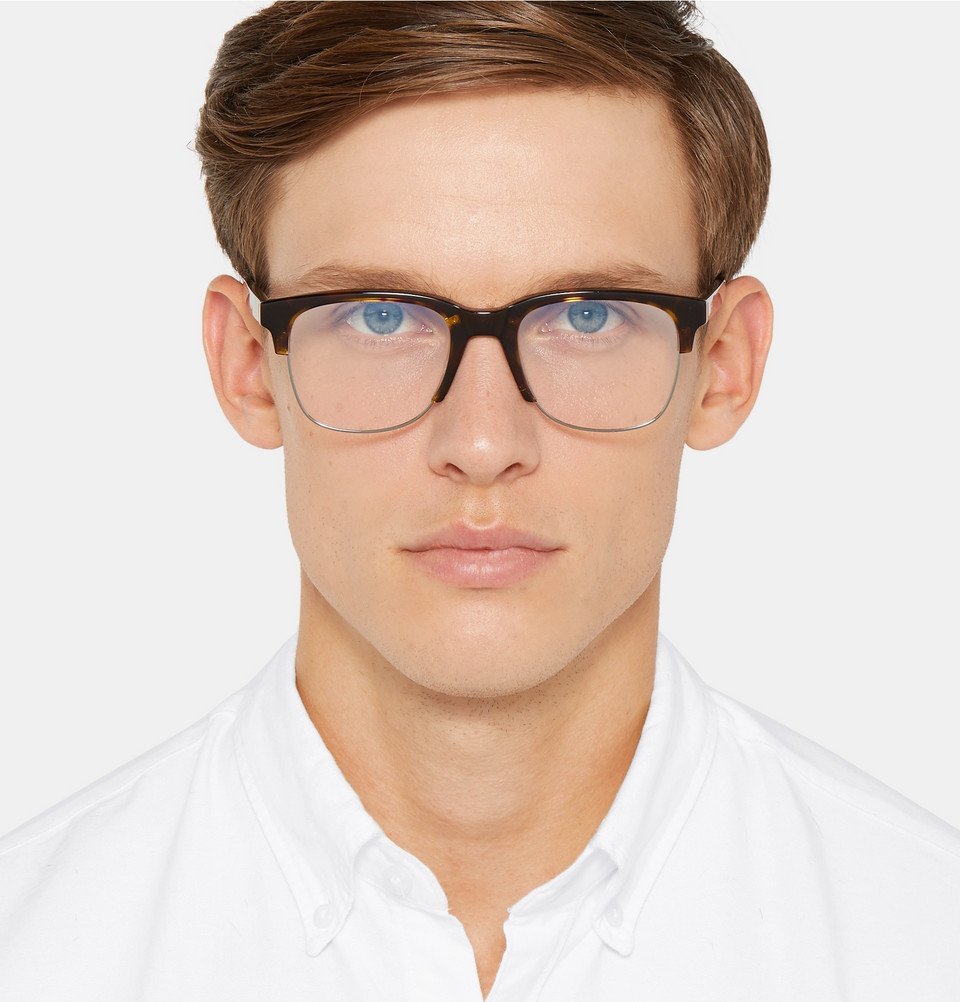 Brioni - Square-Frame Tortoishell Acetate and Silver-Tone Optical ...