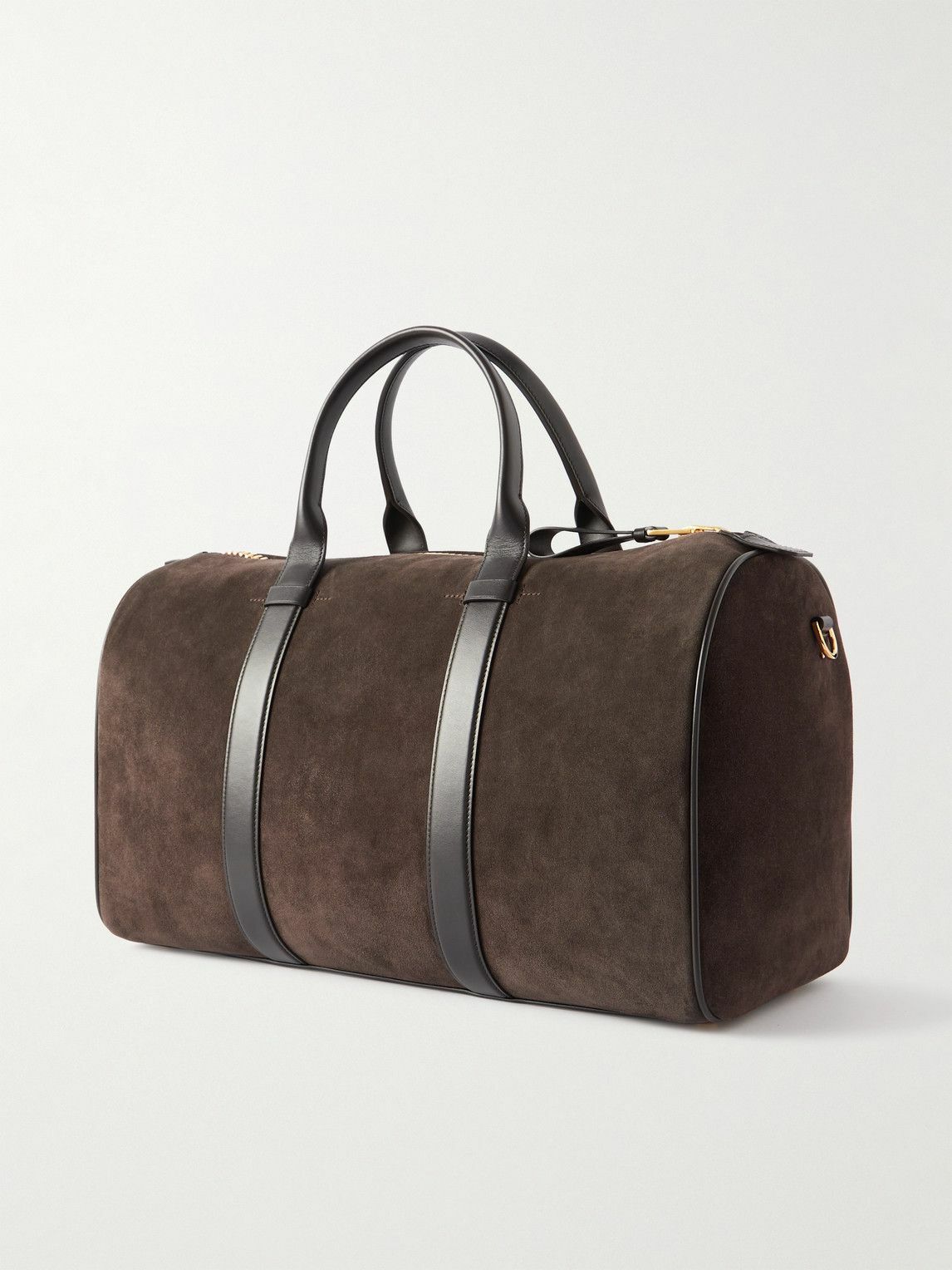 TOM FORD - Ebony Leather-Trimmed Suede Holdall TOM FORD