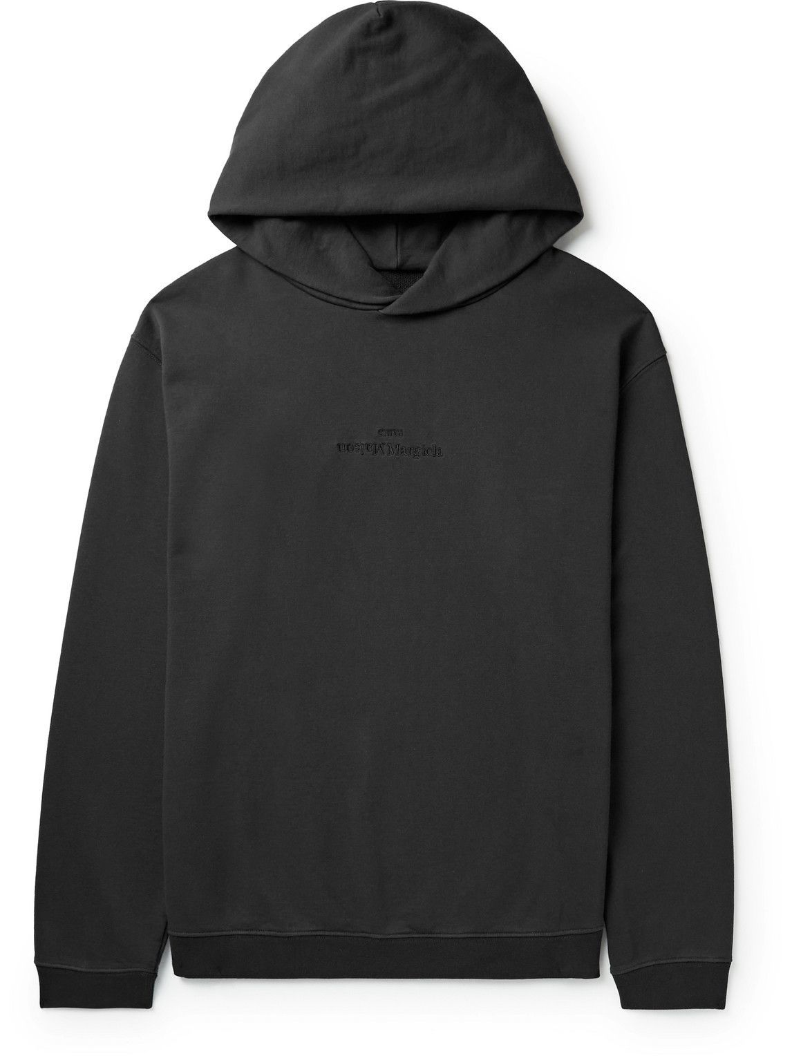 Maison Margiela - Logo-Embroidered Cotton-Jersey Hoodie - Black Maison ...