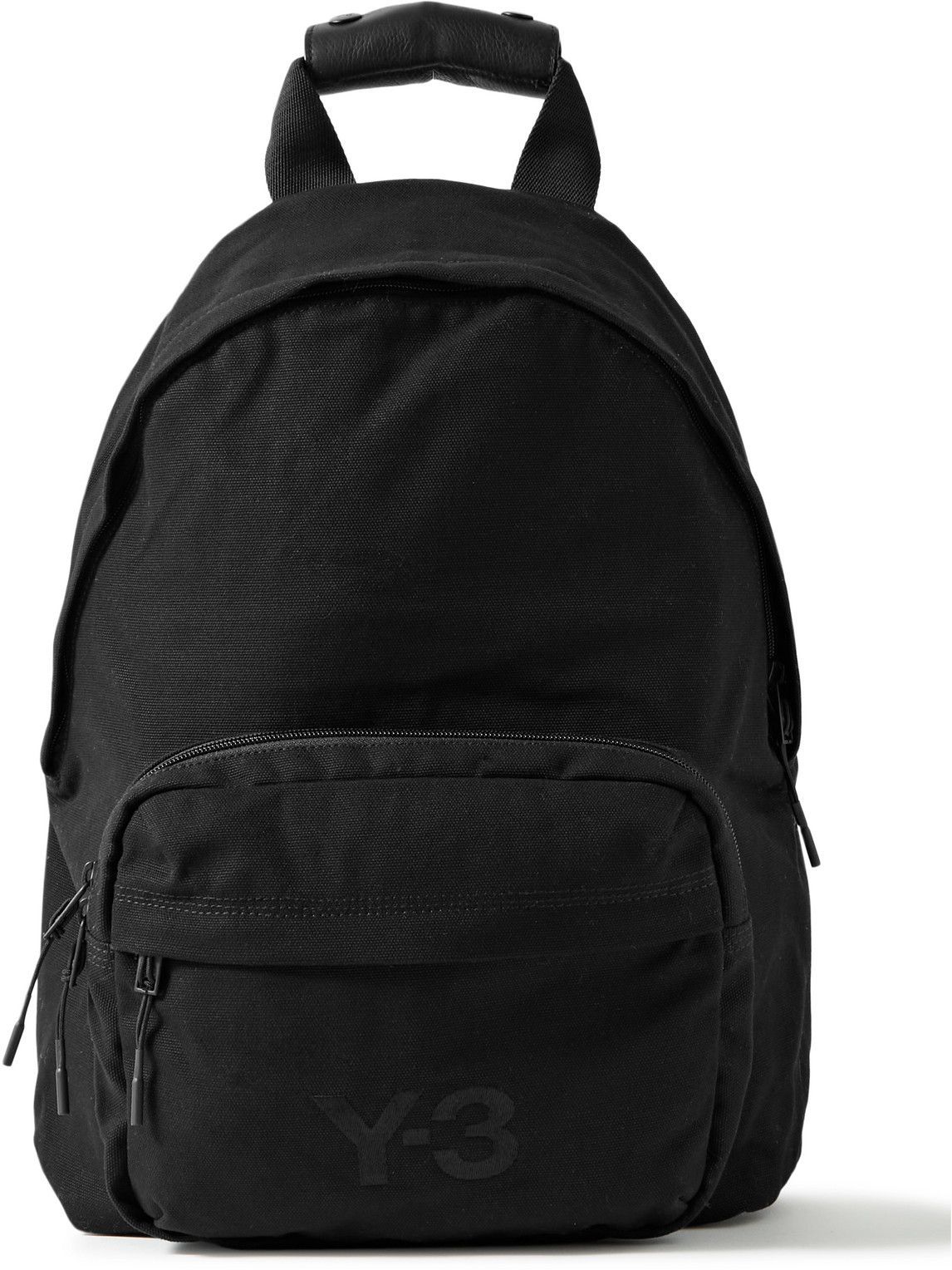 Y3 LogoEmbroidered LeatherTrimmed CottonCanvas Backpack Black Y3