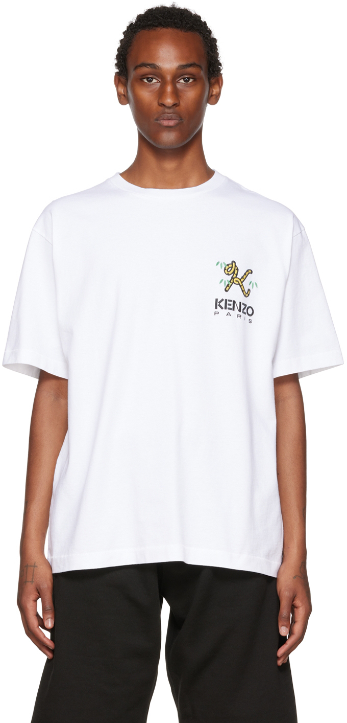 Kenzo White Kenzo Paris Tiger Tail K T-Shirt Kenzo
