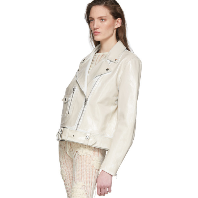 acne studios white leather jacket