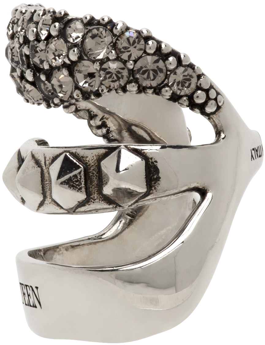 Alexander McQueen Silver Pave Ear Cuff Alexander McQueen