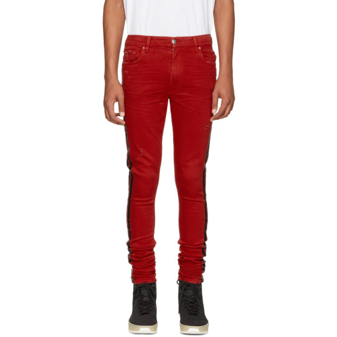 red amiri jeans