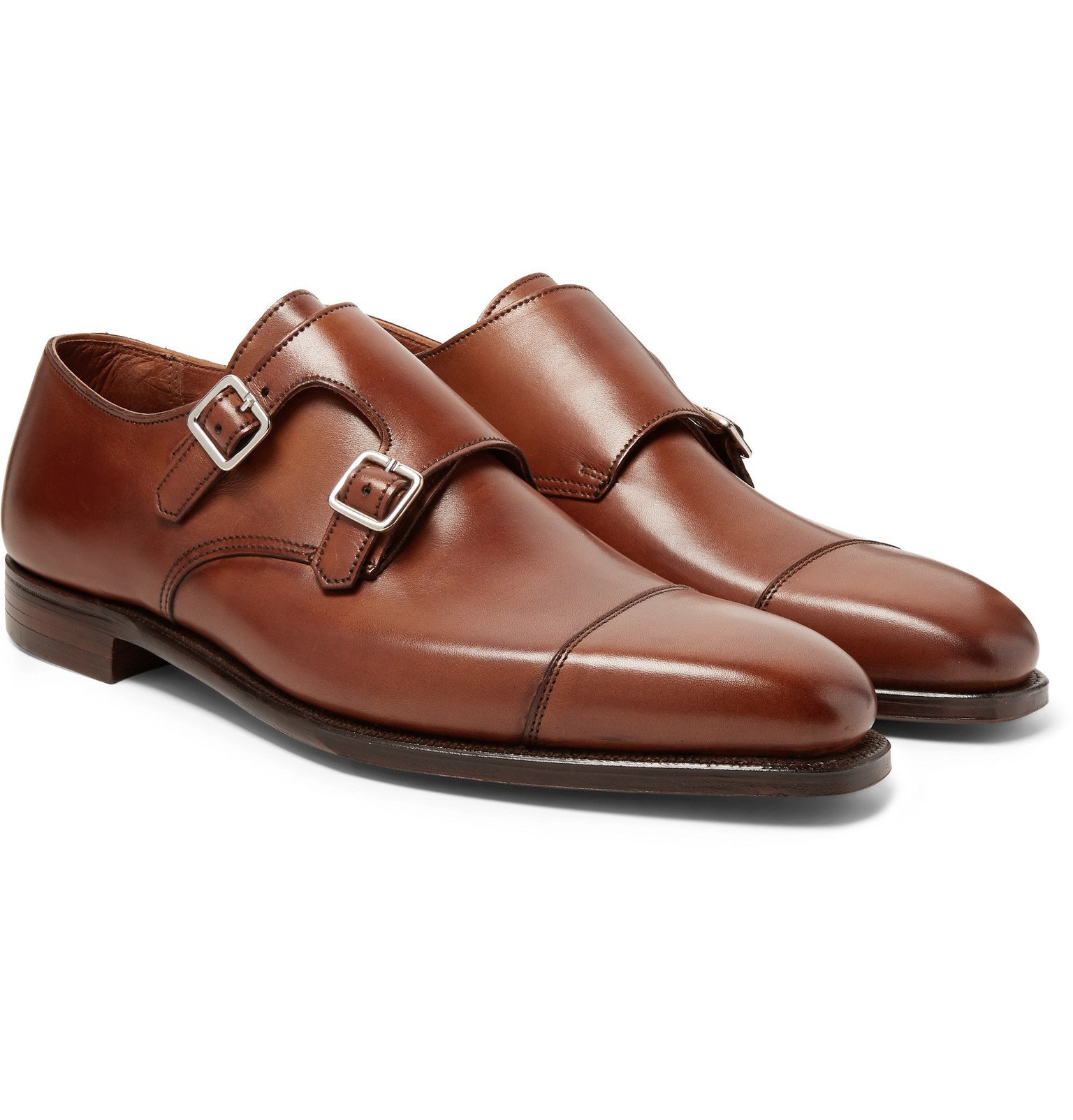 George Cleverley - Thomas Cap-Toe Leather Monk-Strap Shoes - Brown ...