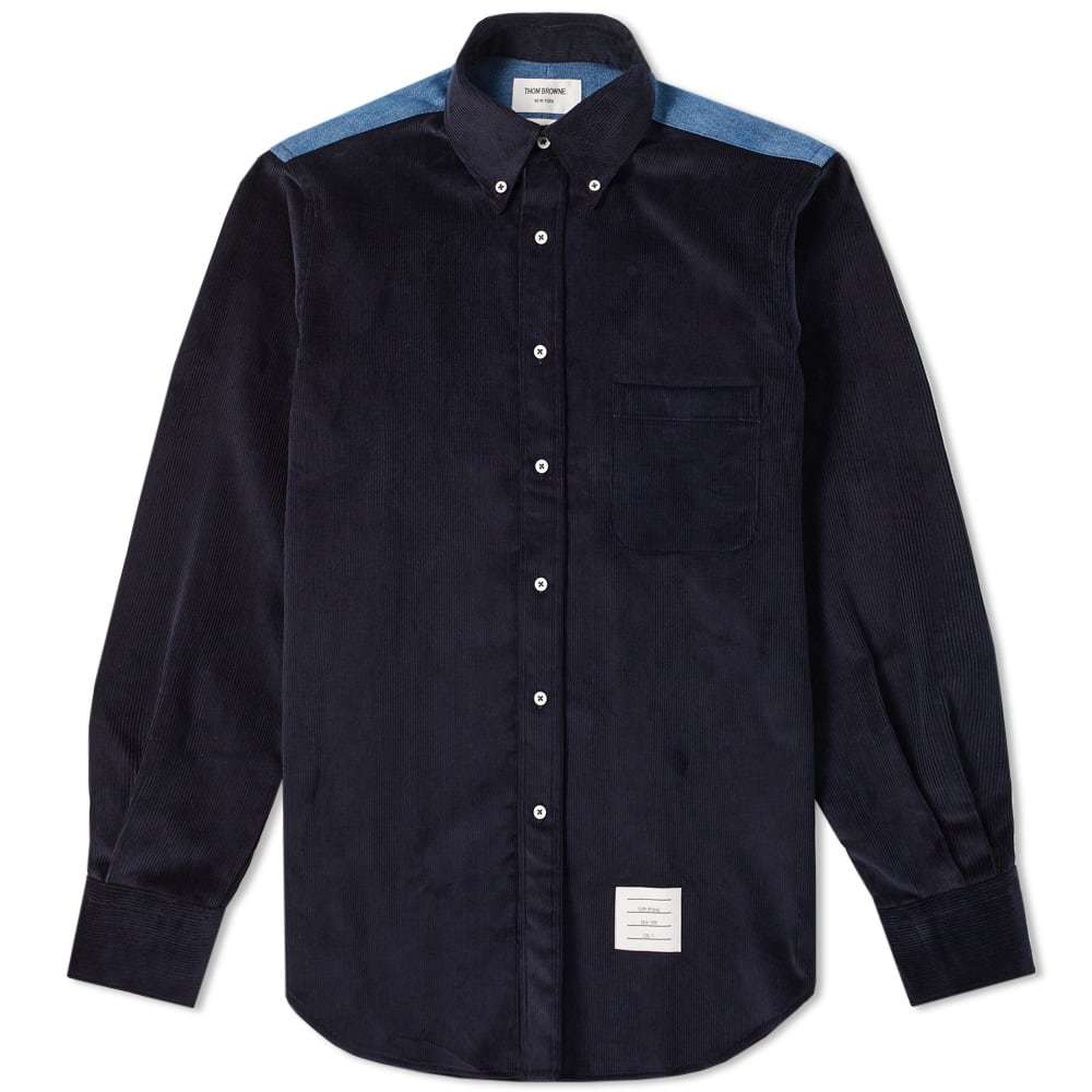 Thom Browne Contrast Yoke Corduroy Shirt Blue Thom Browne