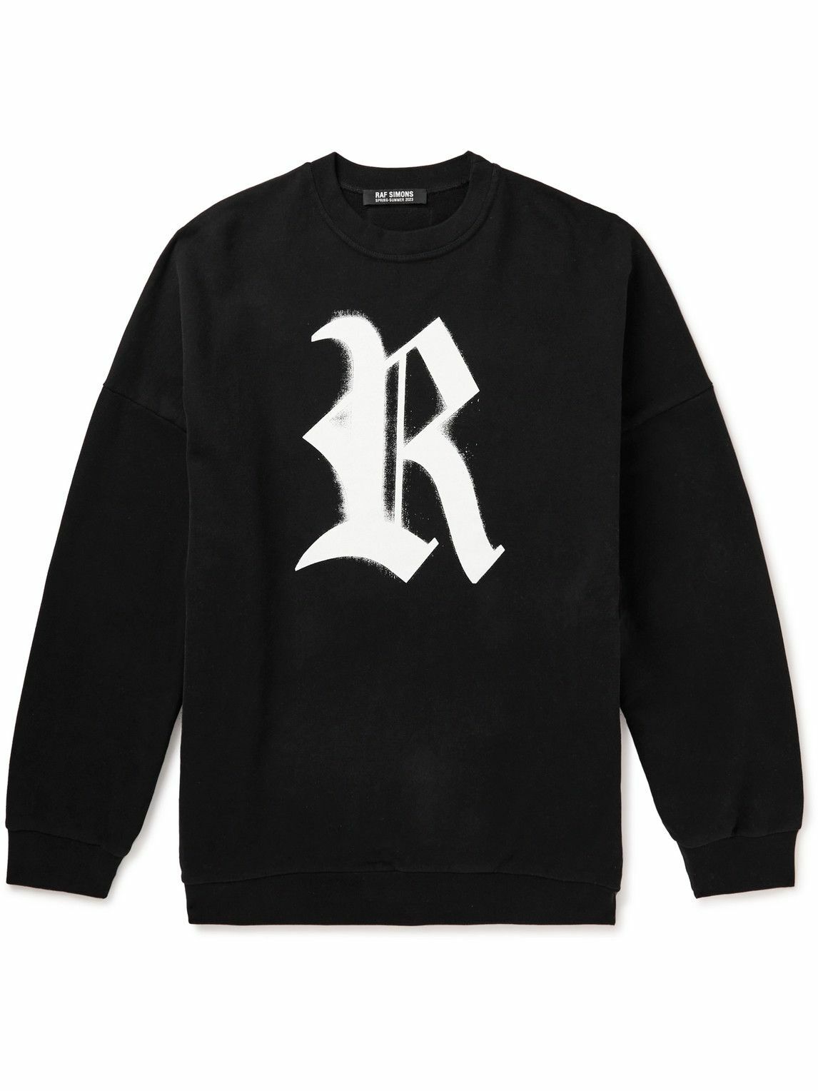 Raf Simons - Oversized Leather-Trimmed Logo-Print Cotton-Jersey ...